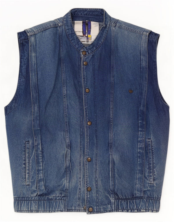 POP 84 Herre Denim Gilet UK 42 XL Blå Bomuld