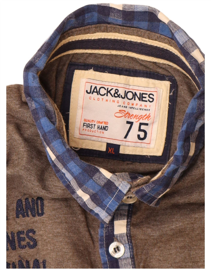 Jack & Jones Herre grafisk poloshirt XL brun polyester