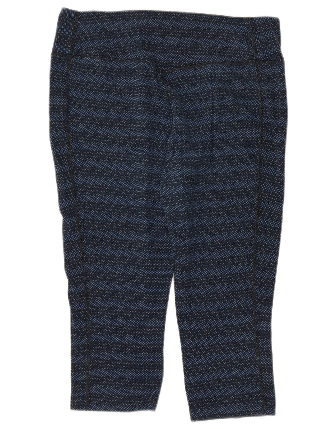 NIKE Dame Dri Fit Capri Leggings UK 14 Stor marineblå stribet bomuld