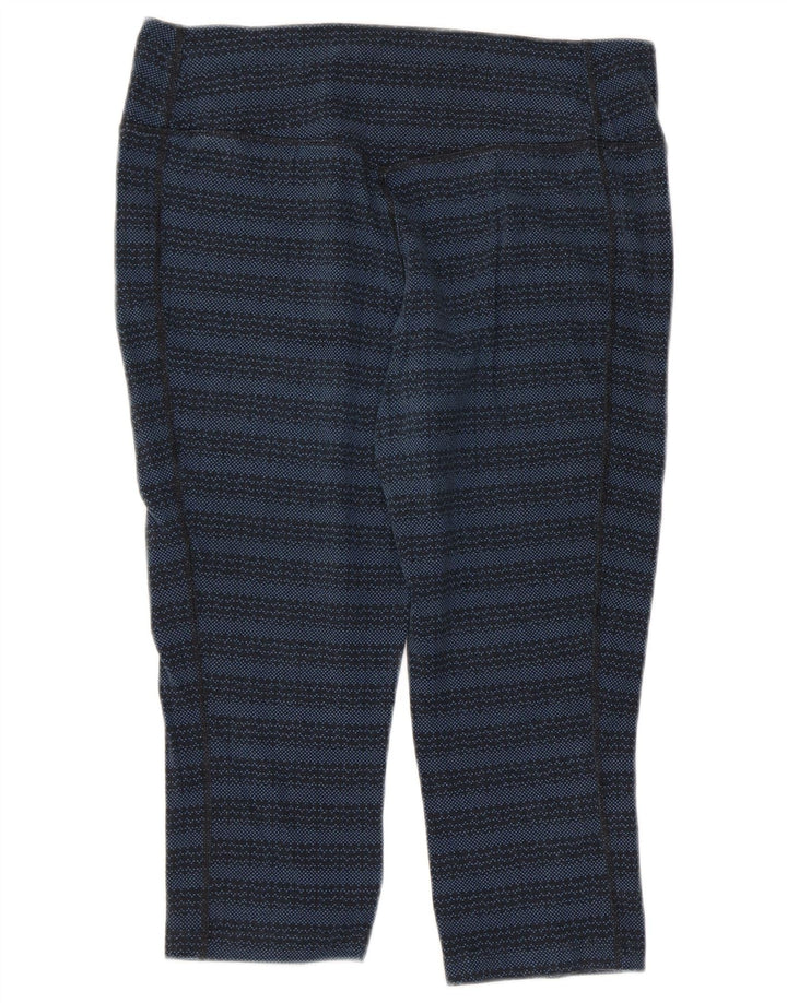 NIKE Dame Dri Fit Capri Leggings UK 14 Stor marineblå stribet bomuld