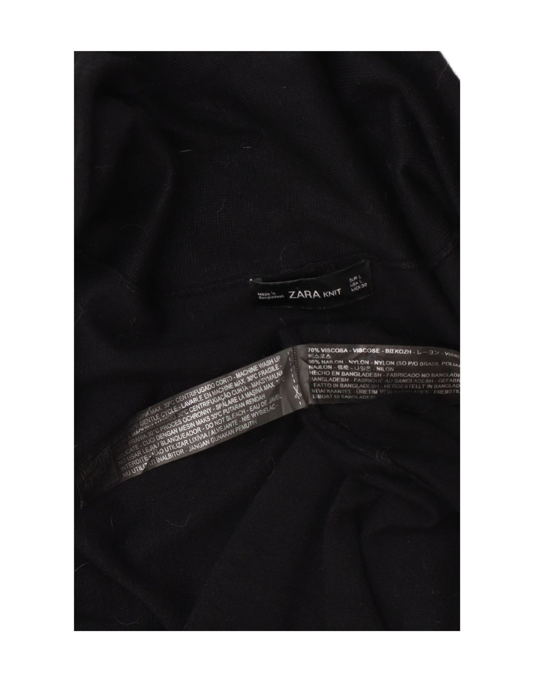 Zara Womens Open Cardigan Sweater UK 14 Large Black Viscose
