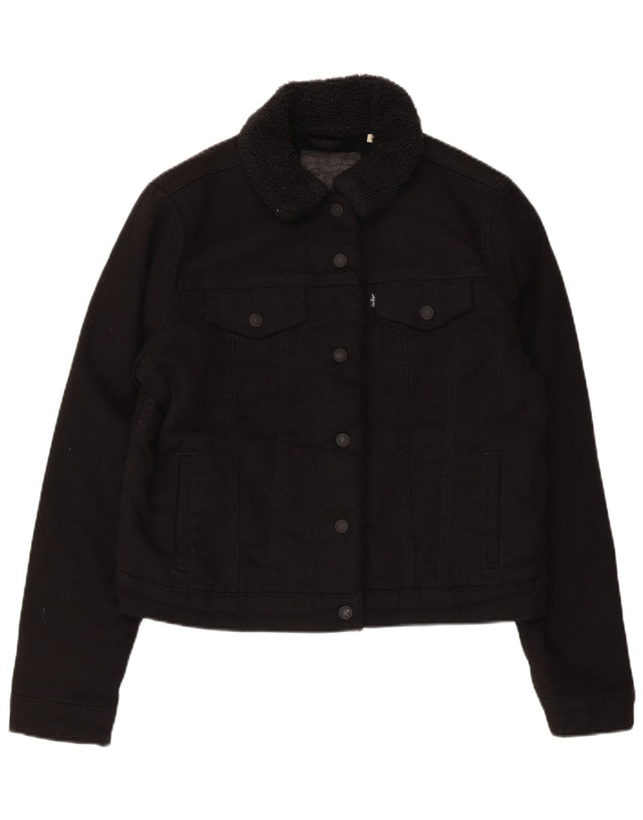 Levi's Dame Denim Sherpa Jacket UK 16 Stor Sort Bomuld
