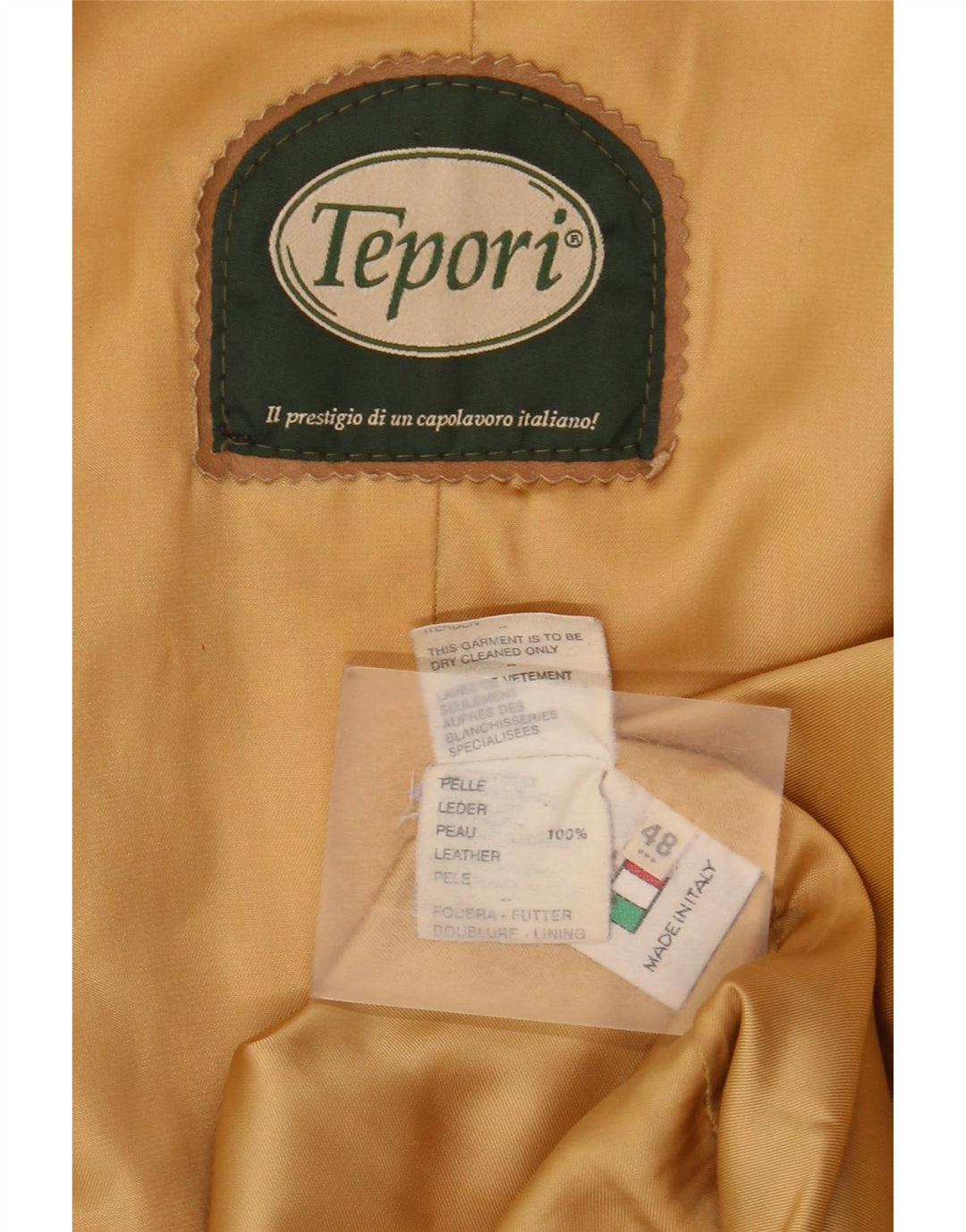 Vintage læderjakke til kvinder IT 48 XL beige læder