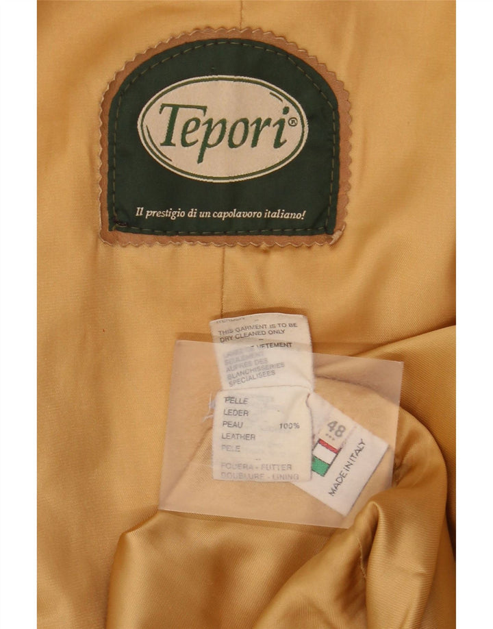 Vintage læderjakke til kvinder IT 48 XL beige læder