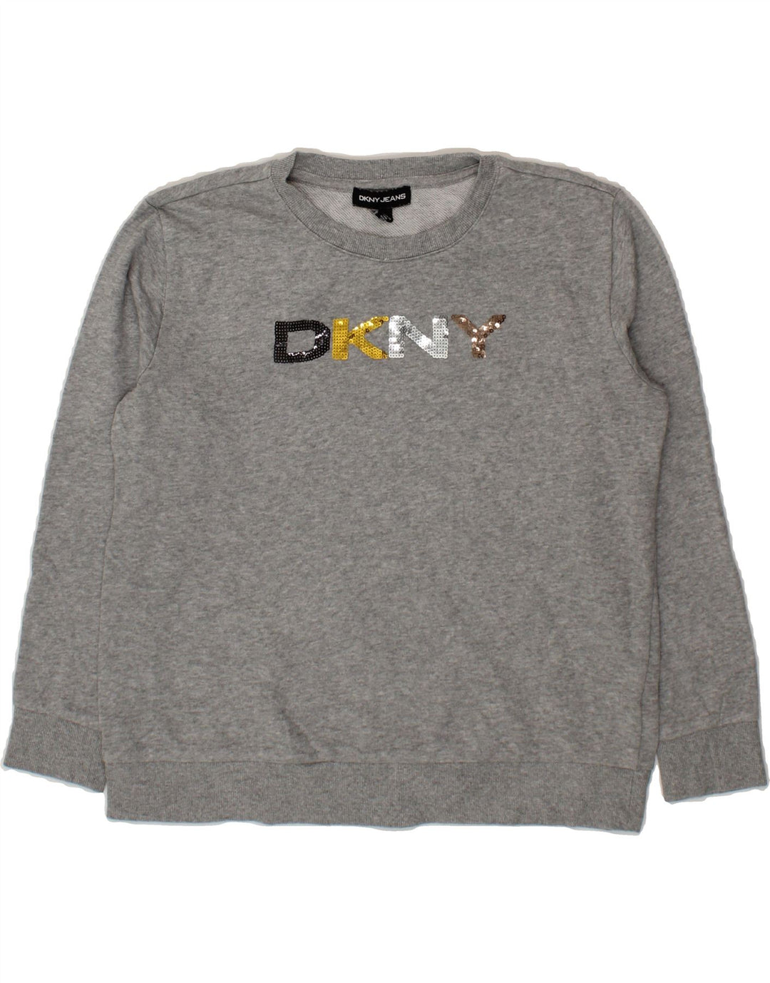 DKNY Womens Sweatshirt Jumper UK 10 Small Grey Cotton Modern Vintage Dkny and Second-Hand Dkny from Messina Hembry 