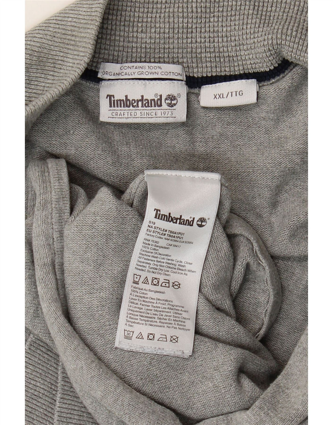 Timberland Herre Cardigan Sweater 2XL Grå Bomuld