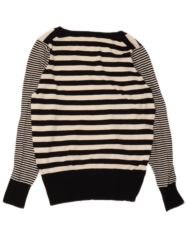 Marks & Spencer Dame V-hals sweater UK 10 Lille sort stribet