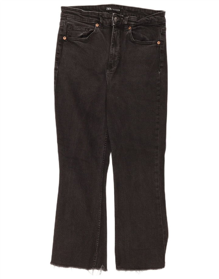 Zara Dame Crop Bootcut Jeans EU 42 Large W32 L24 Sort