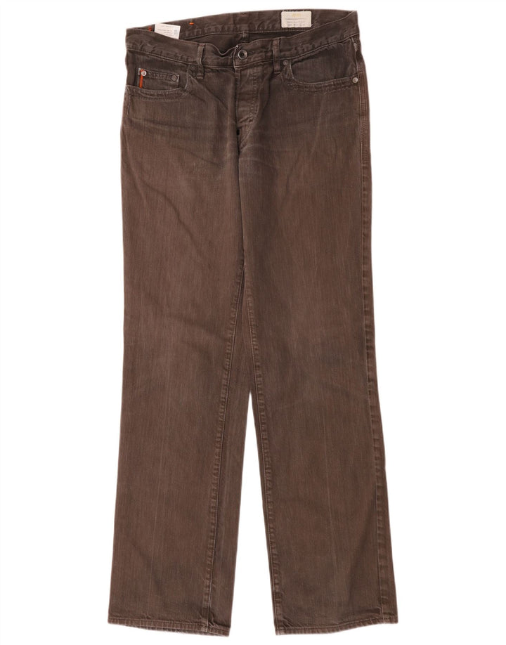 Hugo Boss Herre Regular Fit Straight Jeans W34 L33 Brun Bomuld