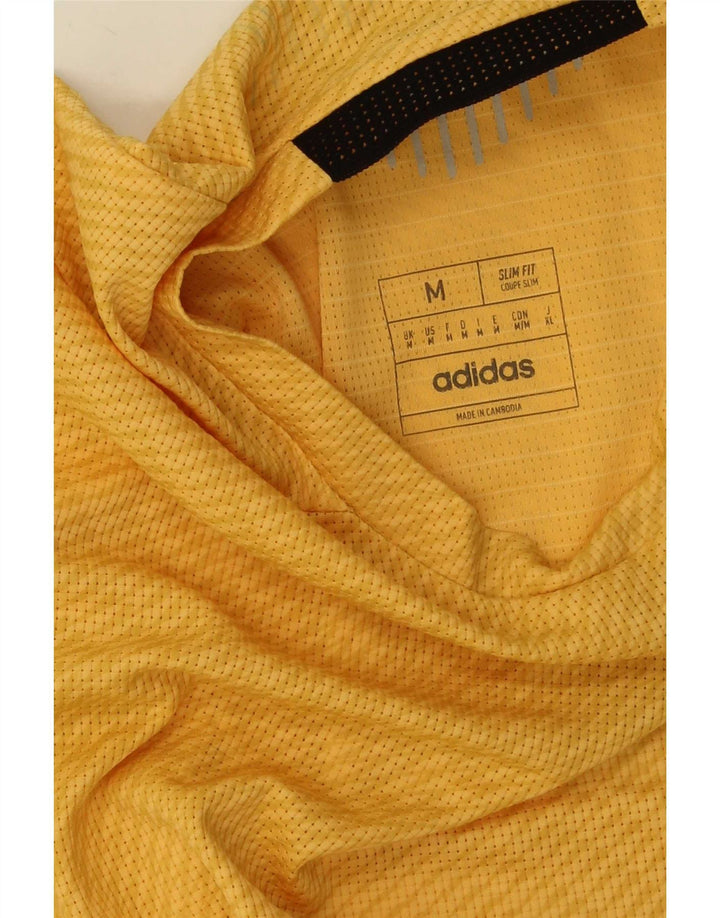 Adidas Herre Slim Fit T-Shirt Top Medium Gul Colourblock
