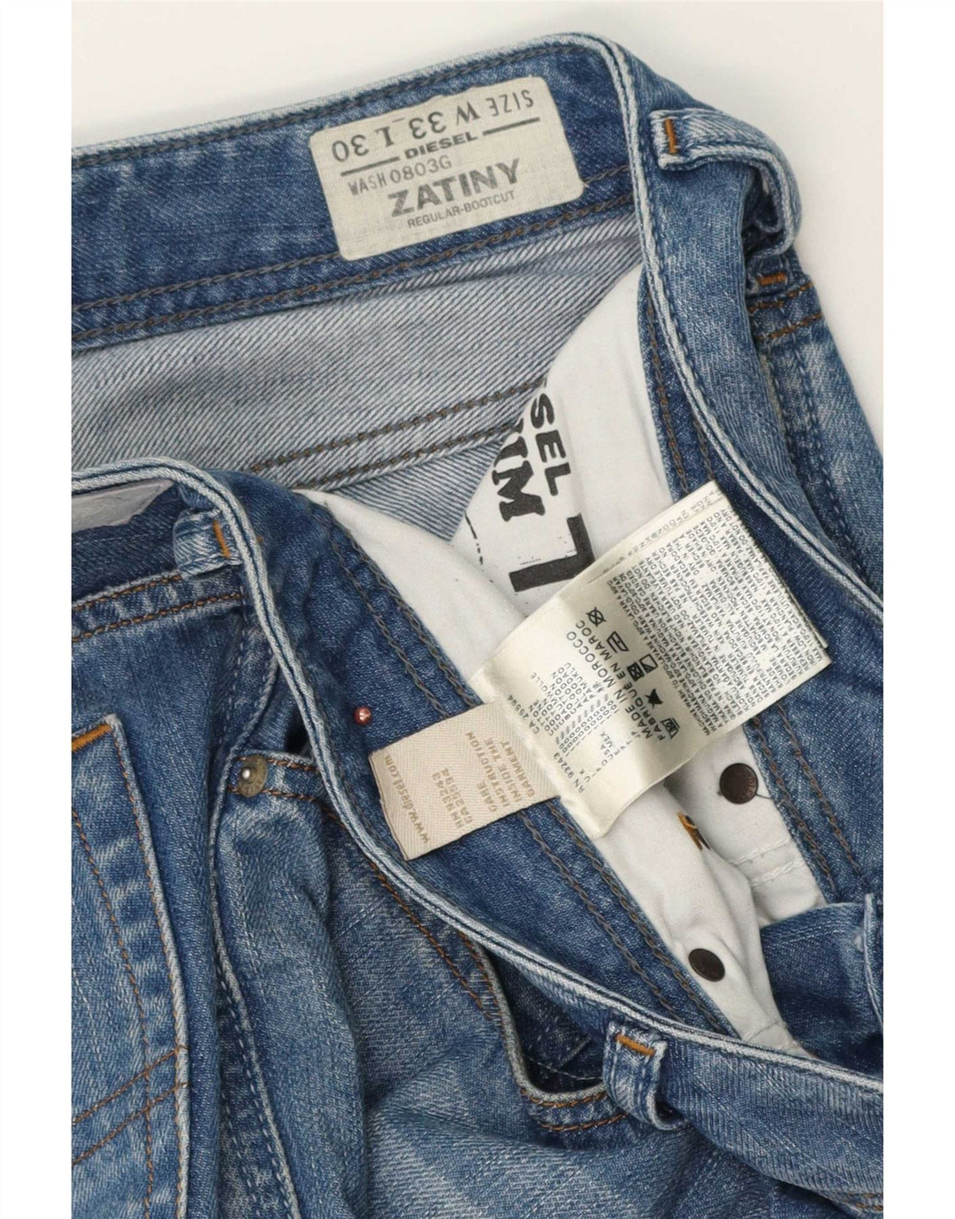 Diesel Herre Zatiny Regular Fit Bootcut Jeans W33 L30 Blå Bomuld