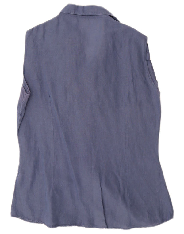 Renato Balestra Dame ærmeløs skjorte bluse IT 48 XL Marineblå