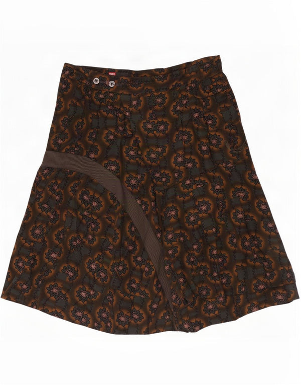Diesel Womens Wrap Nederdel Small W27 Brown Floral Rayon