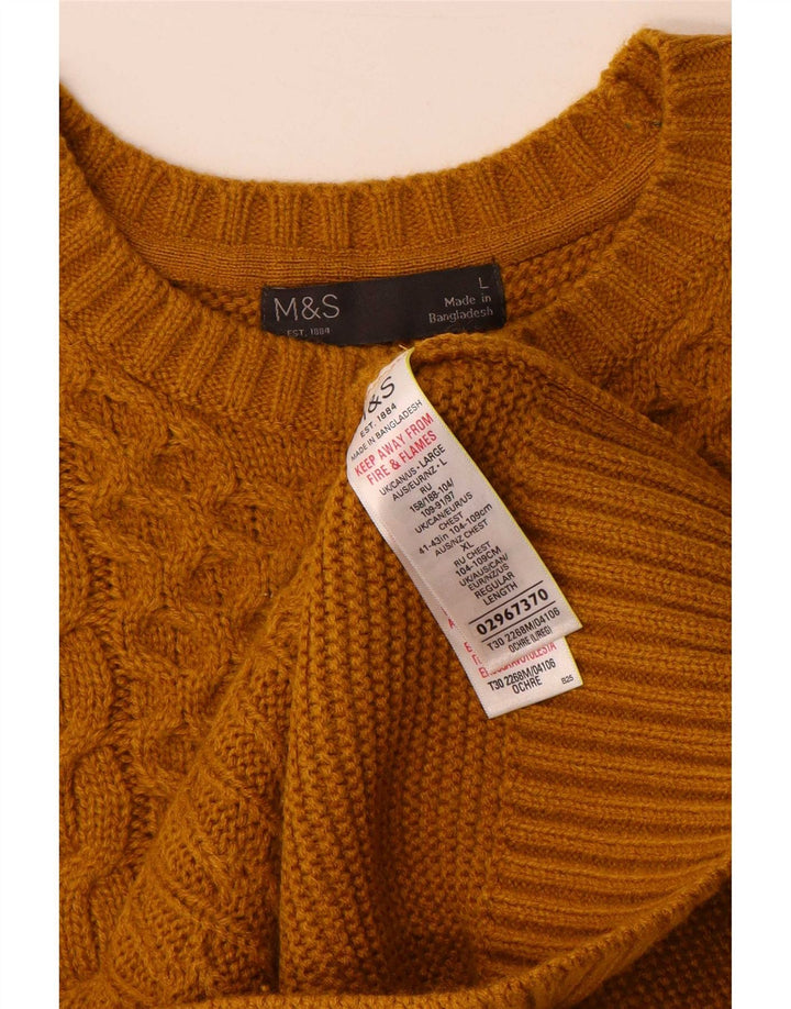 Marks & Spencer Herre sweater med rund hals, stor gul akryl