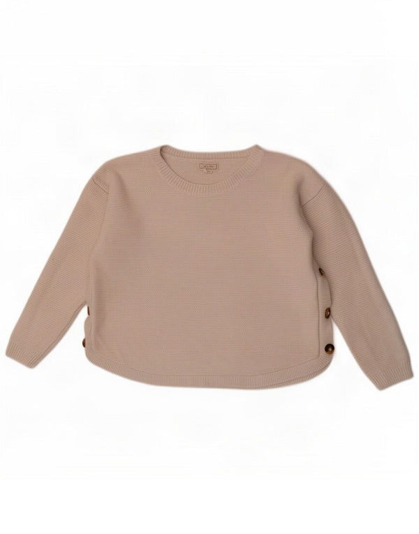 Fat Face Dame Crop Boat Neck Jumper Sweater UK 10 Small White Viscose