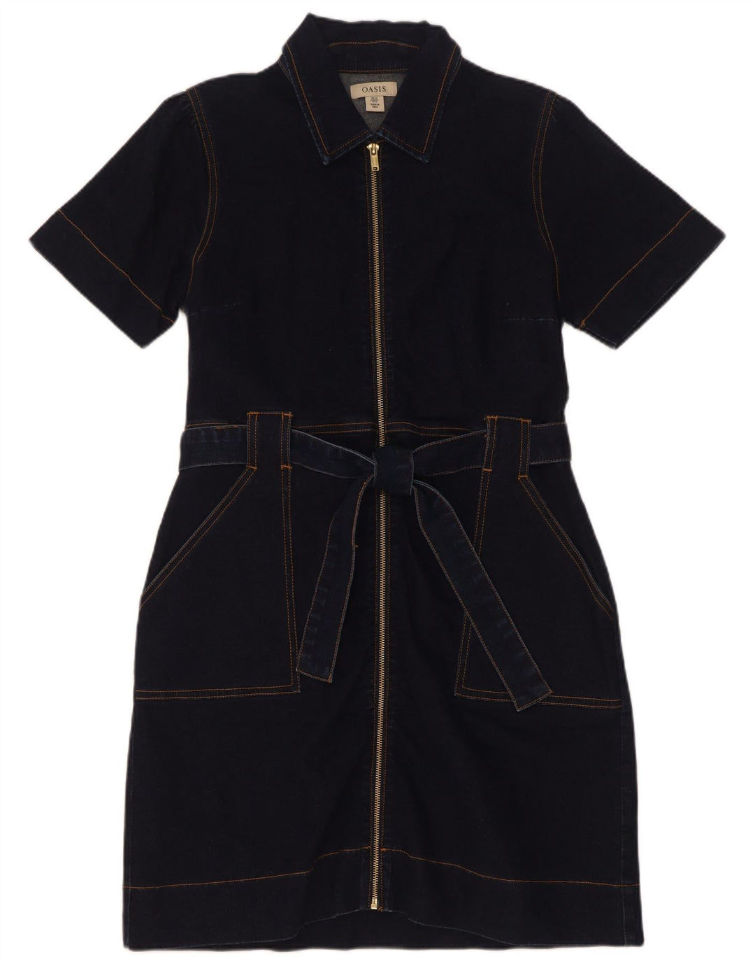 Oasis Dame Denim Kjole UK 12 Medium Navy Blue Bomuld