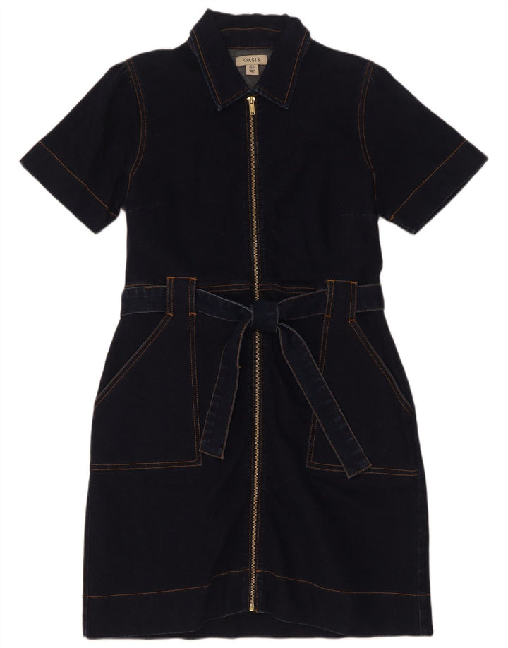 Oasis Dame Denim Kjole UK 12 Medium Navy Blue Bomuld