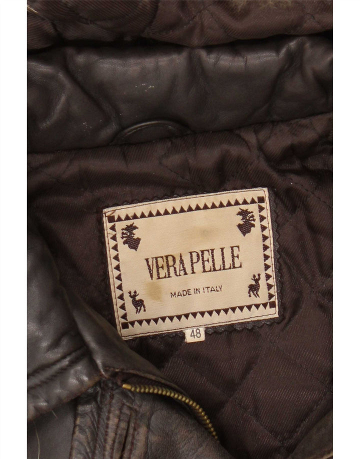 Vintage læderfrakke til kvinder IT 48 XL Brun