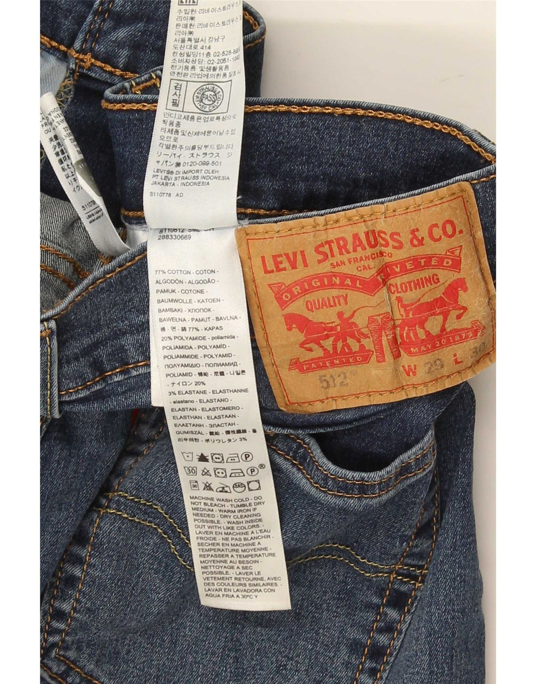 Levi's Herre 512 Slim Tapered Jeans W29 L30 Blå Bomuld