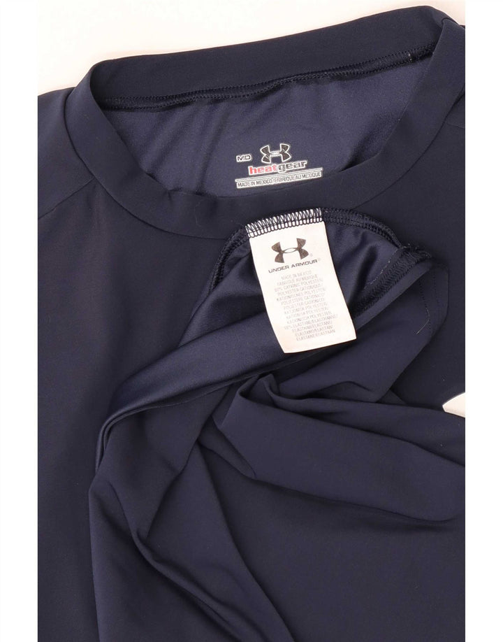 Under Armour Herre Heat Gear T-Shirt Top Medium Navy Blue Polyester