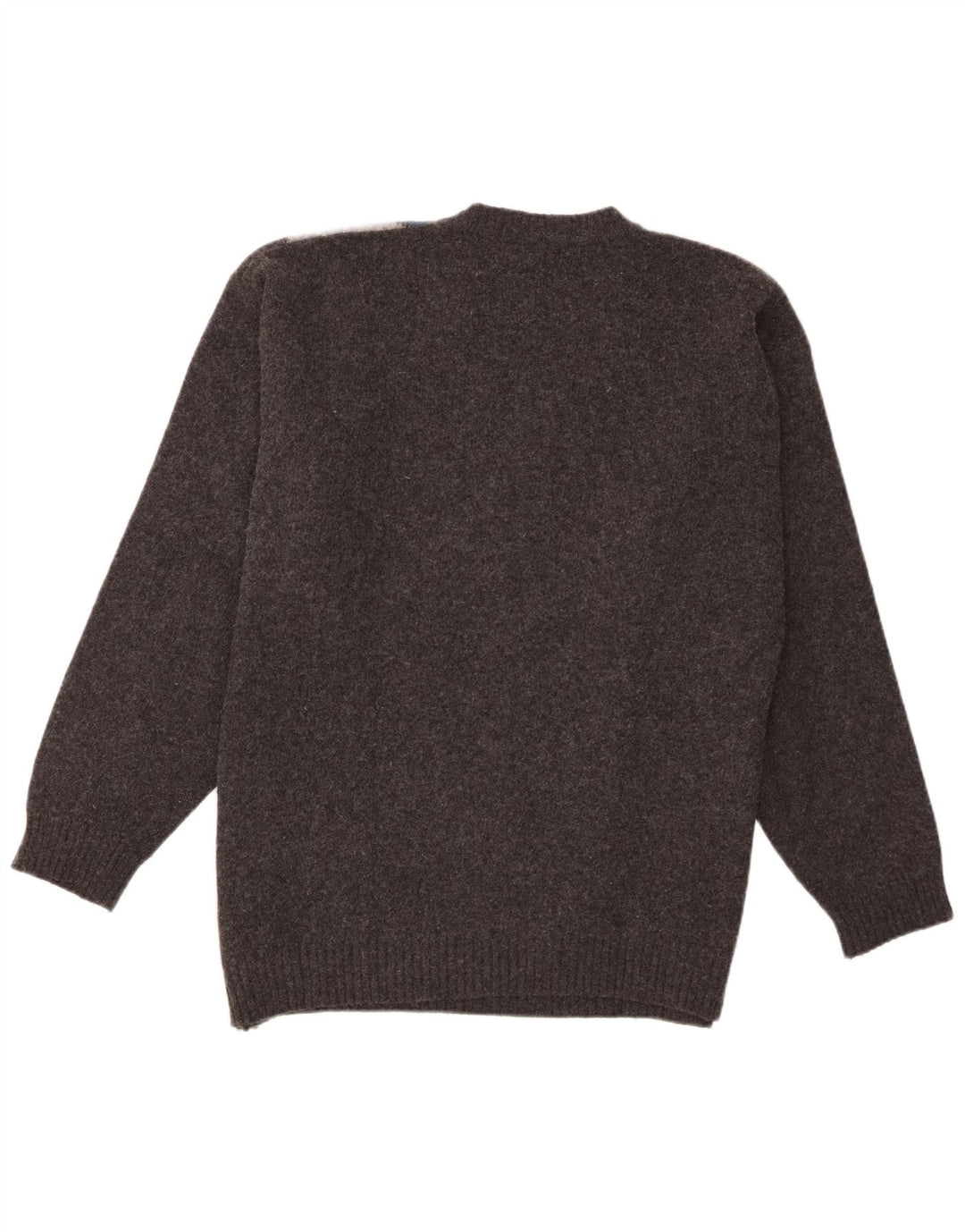 Vintage herre V-hals sweater XL Grå Argyle/Diamond lammeuld