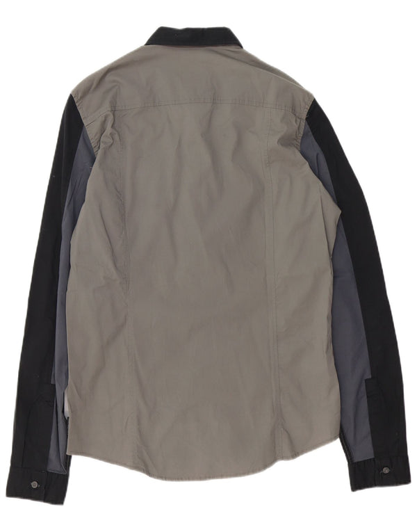 CALVIN KLEIN JEANS Slim Fit Skjorte til mænd Stor grå Colourblock Bomuld