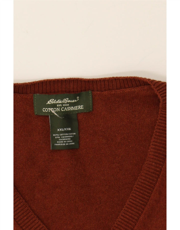 EDDIE BAUER Mens V-Neck Jumper Sweater 2XL Brown Vintage Eddie Bauer and Second-Hand Eddie Bauer from Messina Hembry 