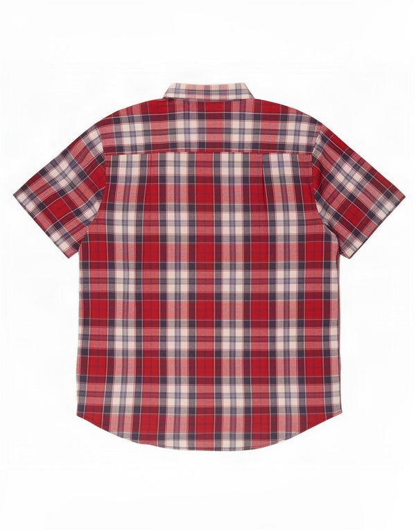 Wrangler Herre Casual Fit kortærmet skjorte 2XL rød ternet bomuld
