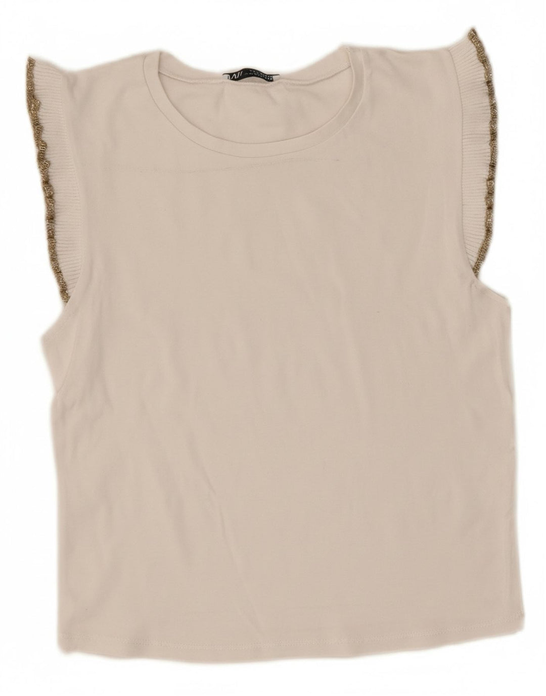 Zara Dame ærmeløs bluse Top UK 12 Medium White