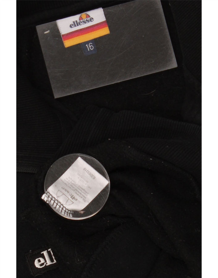 ELLESSE Womens Zip Neck Sweatshirt Jumper UK 16 Large  Black Colourblock Vintage Ellesse and Second-Hand Ellesse from Messina Hembry 
