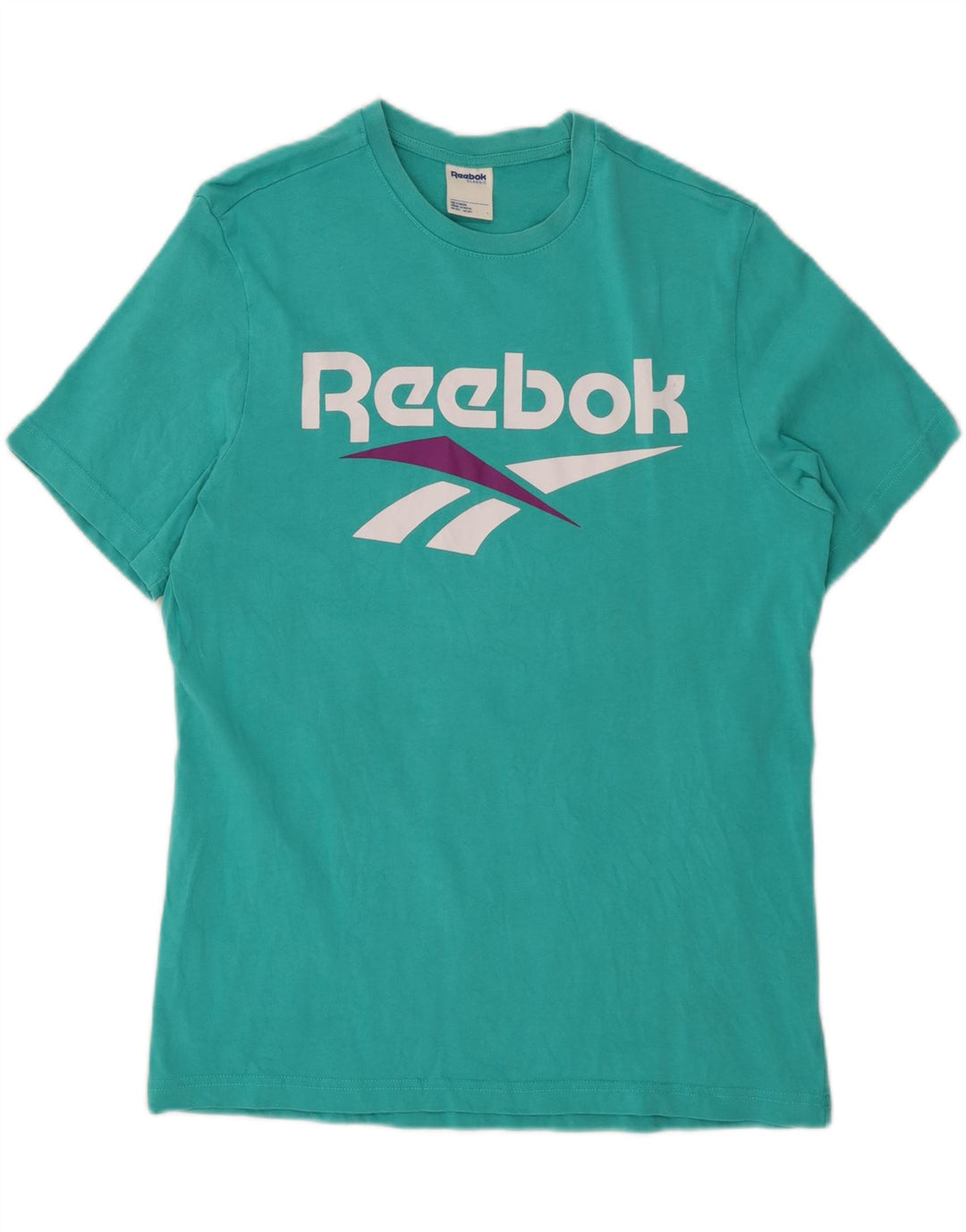 REEBOK Herre Klassisk grafisk T-shirt Top Medium turkis bomuld