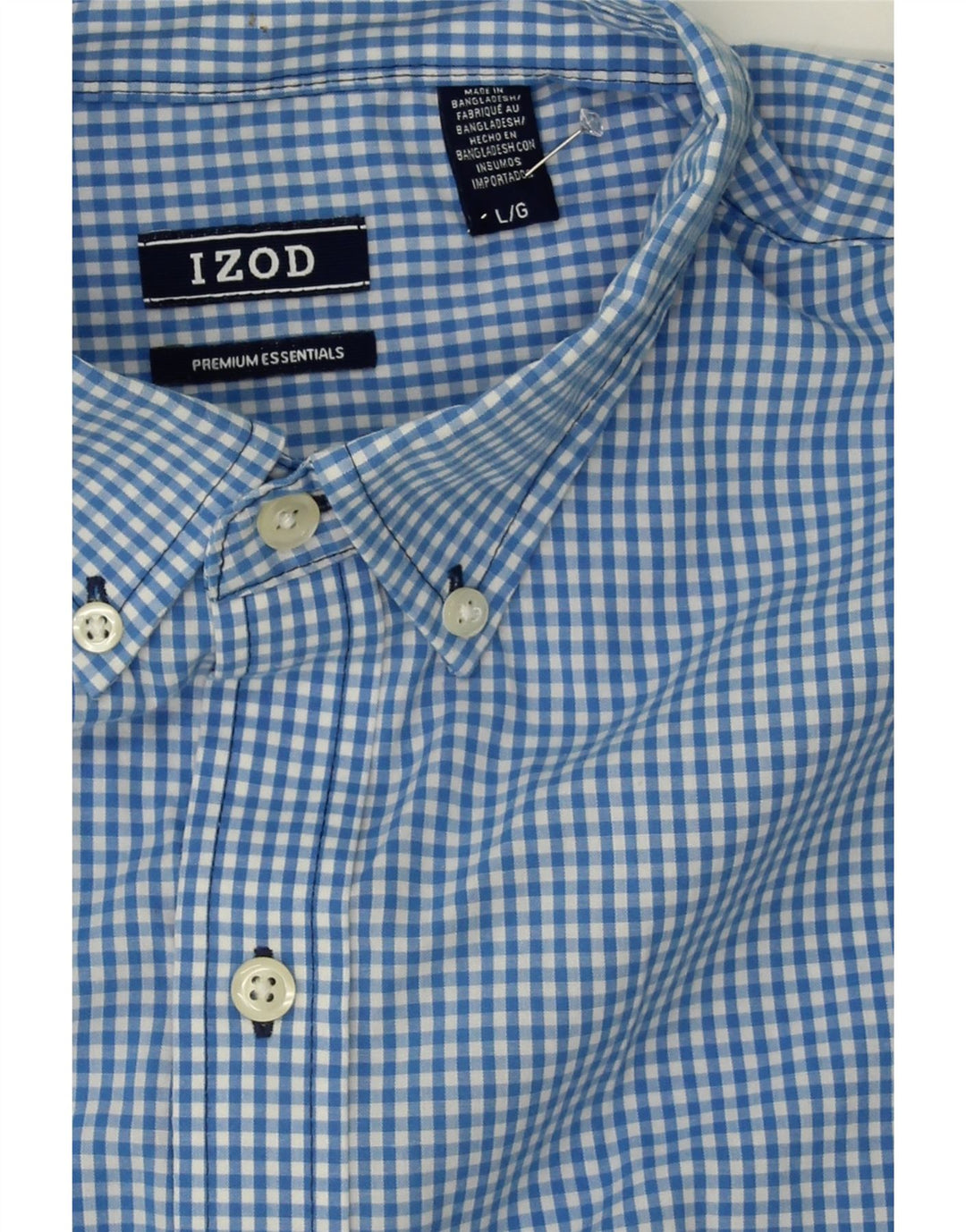 IZOD Mens Shirt Large Blue Gingham Cotton Vintage Izod and Second-Hand Izod from Messina Hembry 