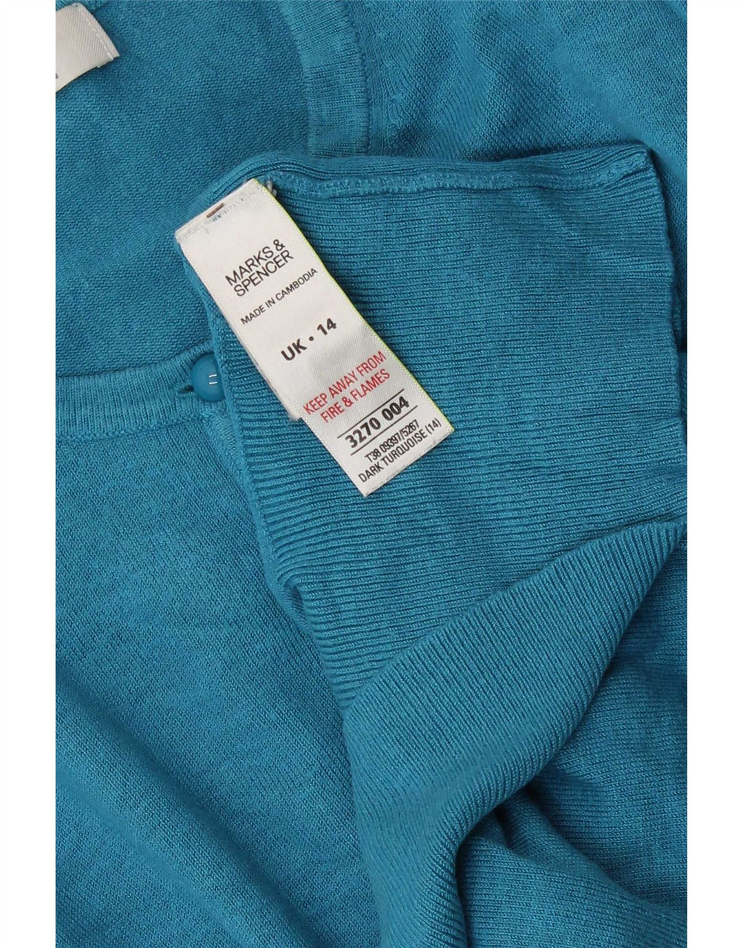 Marks & Spencer dame cardigan sweater UK 14 Medium turkis viskose