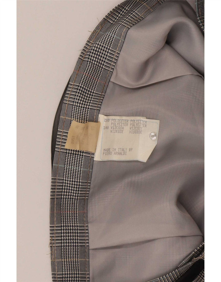 Vintage slå-om nederdel til kvinder UK 10 Small W27 Grå Houndstooth Polyester