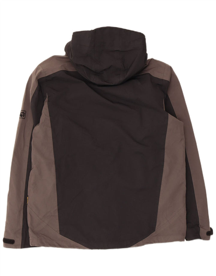 Jack Wolfskin Regnjakke med hætte til mænd UK 36/38 Medium Black Colourblock