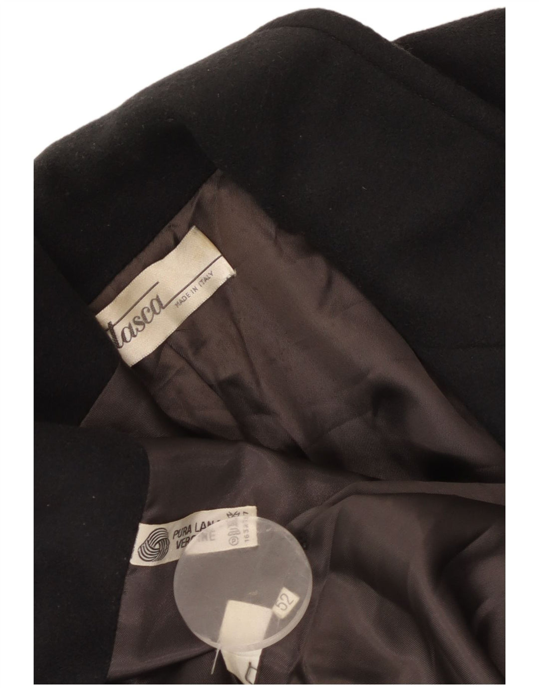 Vintage Dame Dobbeltradet Frakke IT 52 2XL Grå Virgin Wool