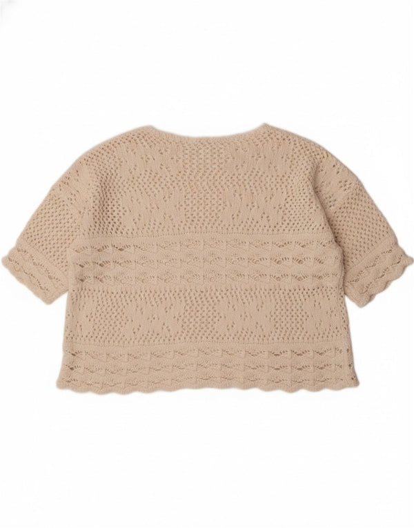 Redok Womens Crop Boat Neck Jumper Sweater UK 14 Medium Off White