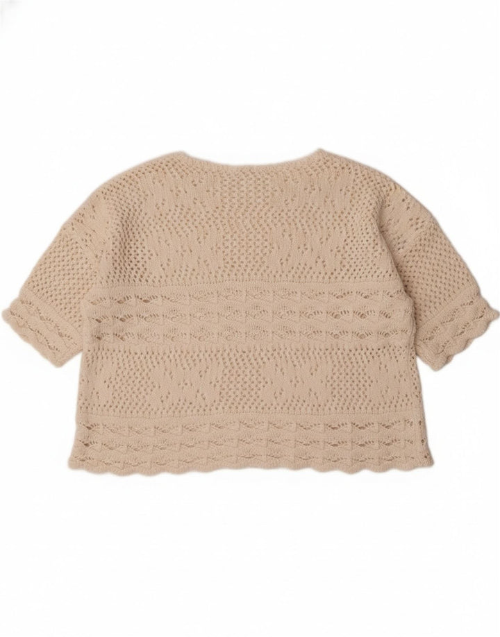 Redok Womens Crop Boat Neck Jumper Sweater UK 14 Medium Off White