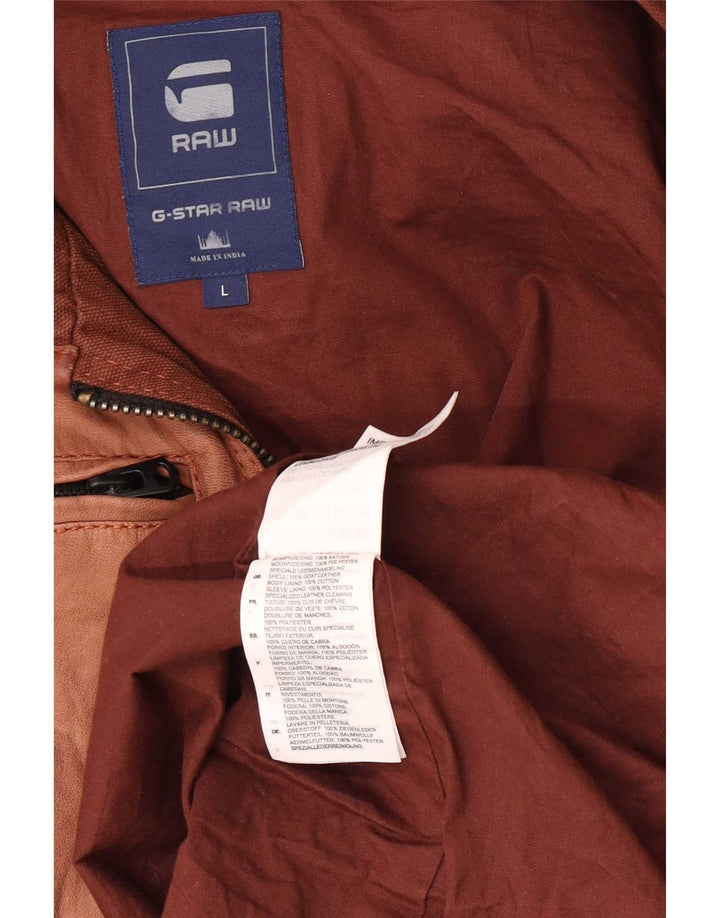 G-Star Herre Ruskind Biker Jacket UK 40 Stor Brun Læder