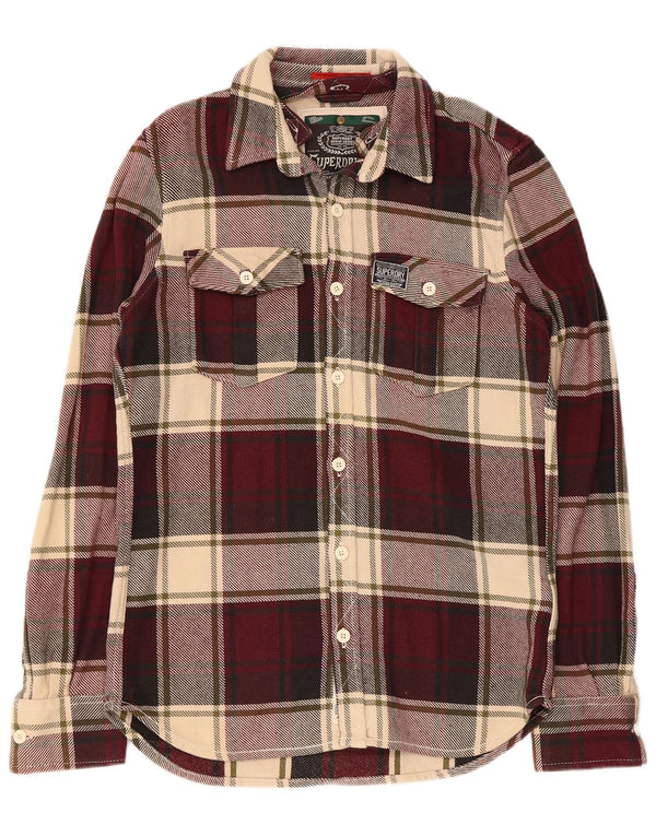Superdry Flannelskjorte til mænd Stor Bourgogne ternet bomuld
