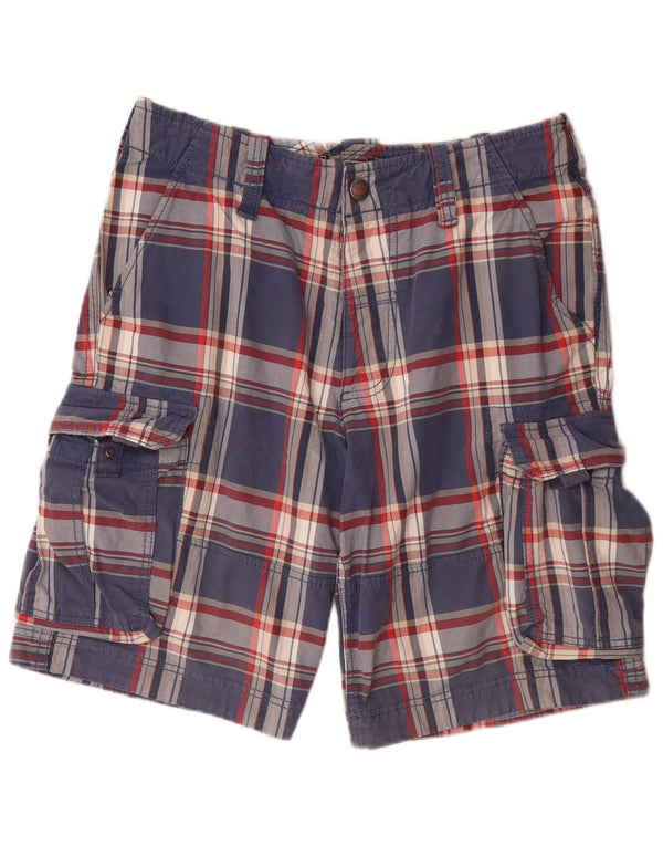 TOMMY HILFIGER Herre Cargo Shorts W32 Mellem marineblå ternet bomuld