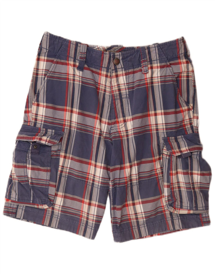 TOMMY HILFIGER Herre Cargo Shorts W32 Mellem marineblå ternet bomuld