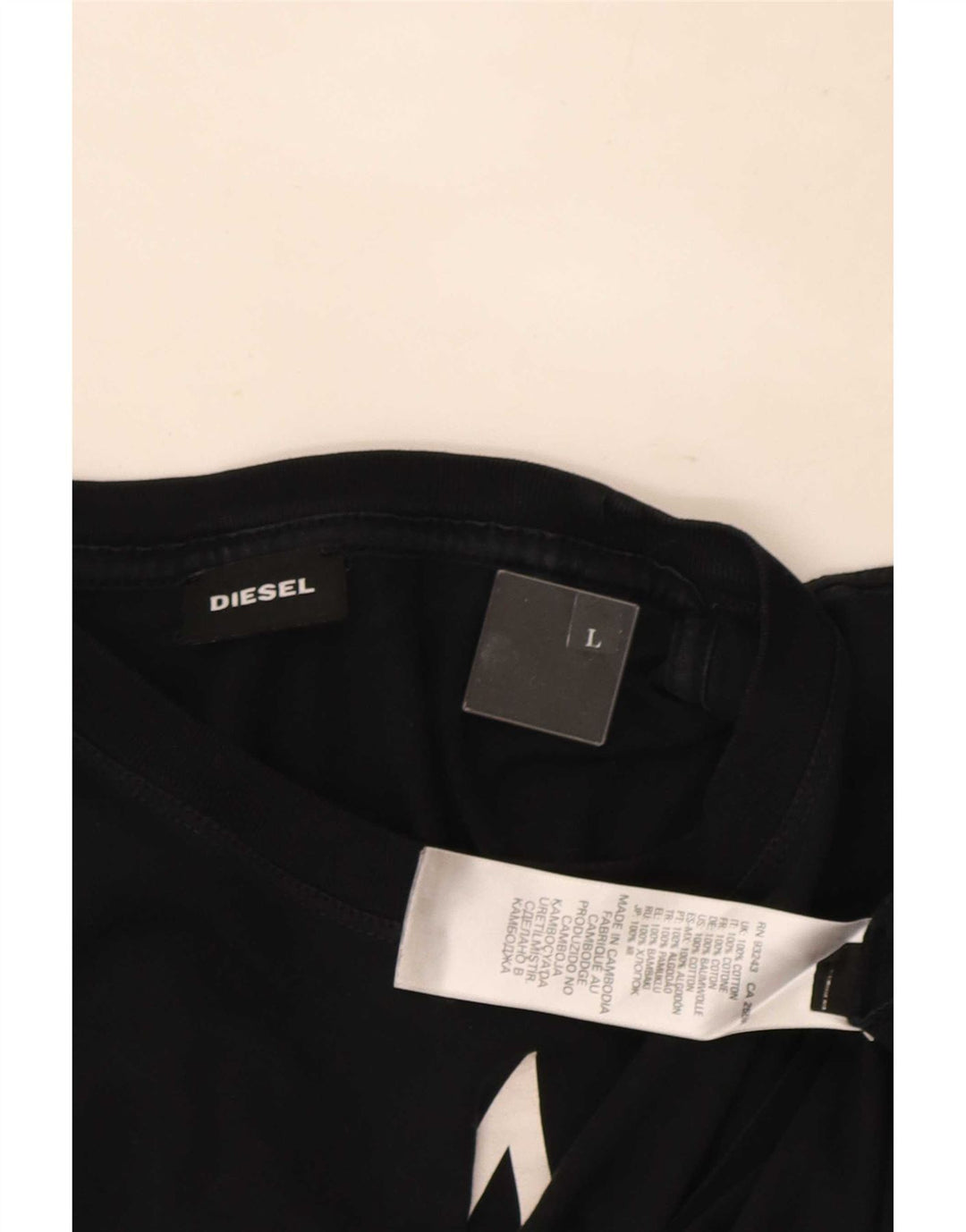 Diesel Herre Grafisk T-Shirt Top Stor Sort Bomuld