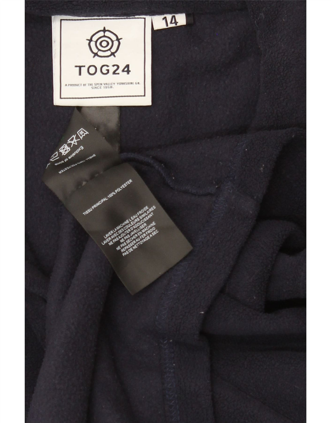 TOG 24 Womens Zip Neck Fleece Jumper UK 14 Large  Navy Blue Polyester