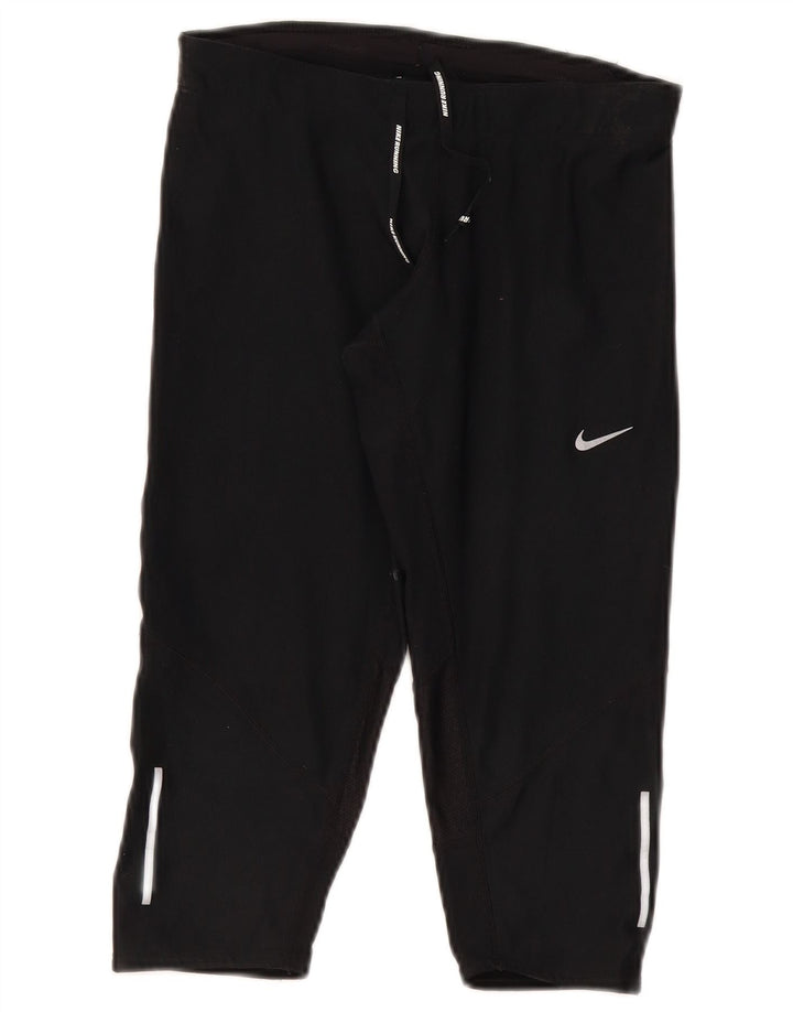Nike Dame Dri Fit Capri Leggings UK 8 Small Black Polyester