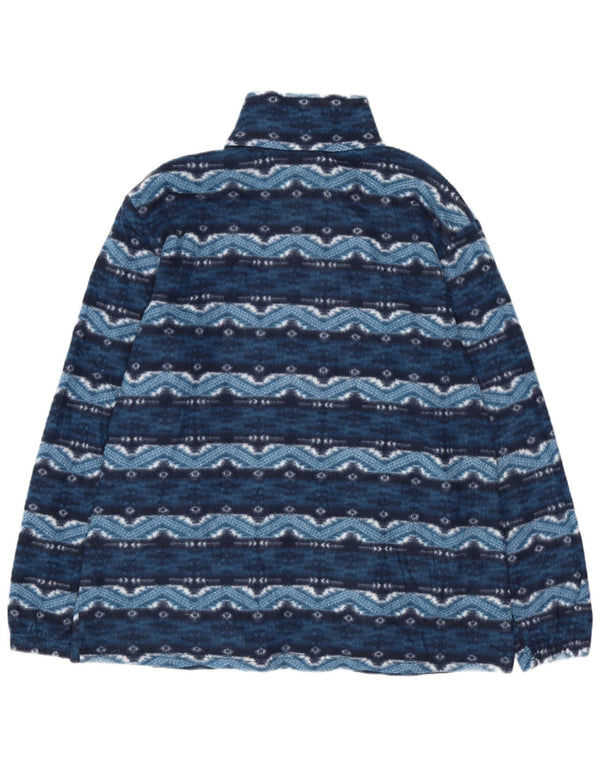 VINTAGE Mens Fleece Jacket UK 38 Medium Blue Fair Isle Cotton