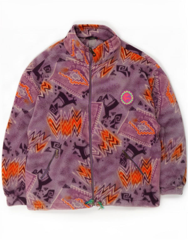 Santostefano Dame Oversized Fleecejakke UK 16 Stor Lilla Geometrisk