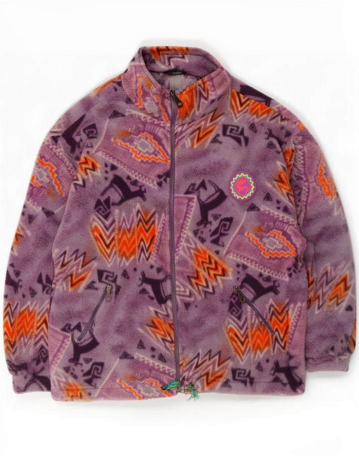 Santostefano Dame Oversized Fleecejakke UK 16 Stor Lilla Geometrisk