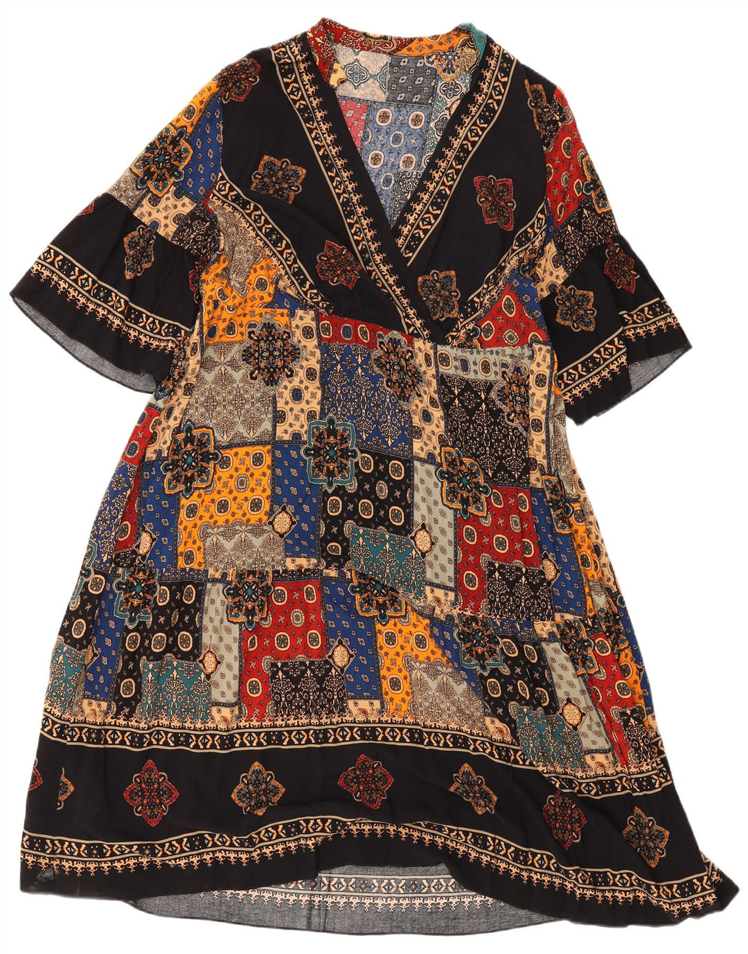 Shein Womens Batwing Kaftan Dress UK 20 2XL Flerfarvet Patchwork