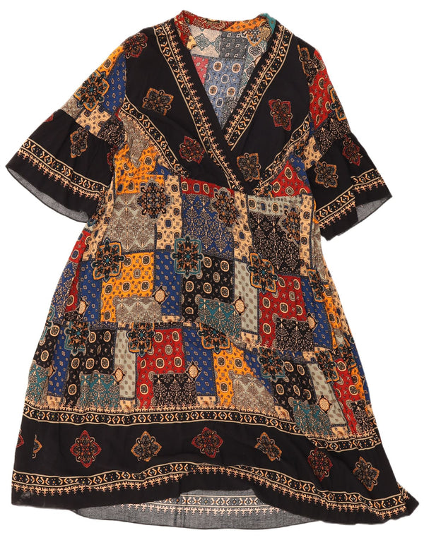 Shein Womens Batwing Kaftan Dress UK 20 2XL Flerfarvet Patchwork